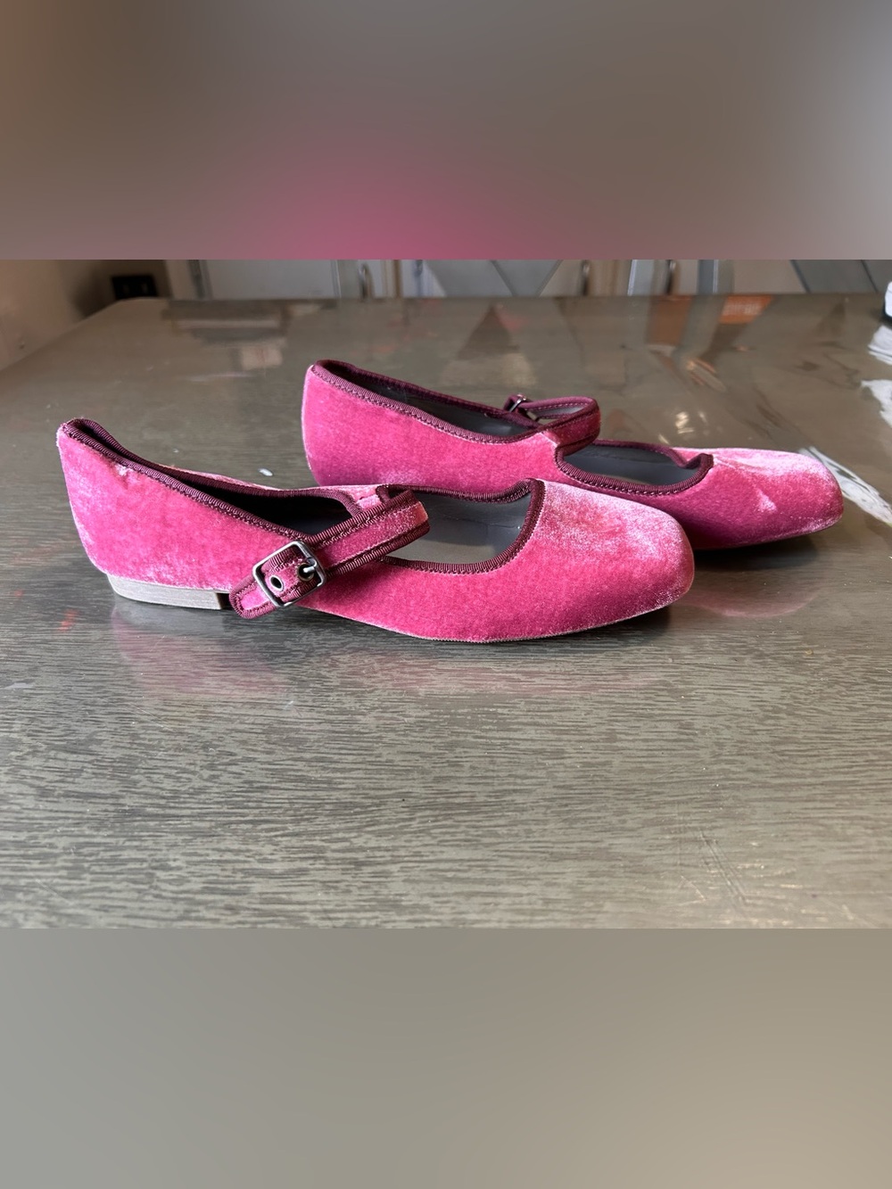 Mixit Girls Velvet Mary Jane Flats in Fuchsia